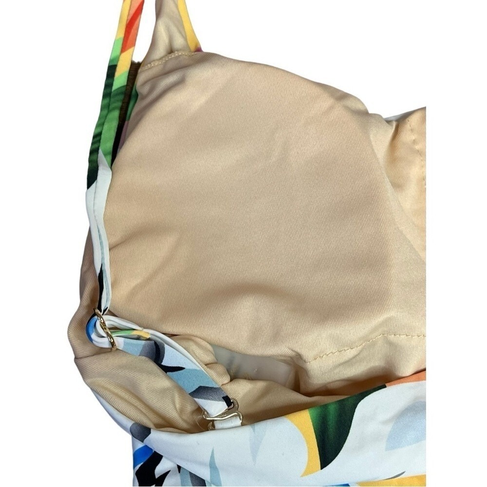 Palms Away Floral‎ One Piece Swimsuit Womens XS Yellow Tropical Tie Front NEW - Picture 6 of 10